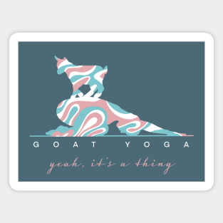 Goat Yoga Yeah It's a Thing Pose with Groovy Retro Pattern Magnet